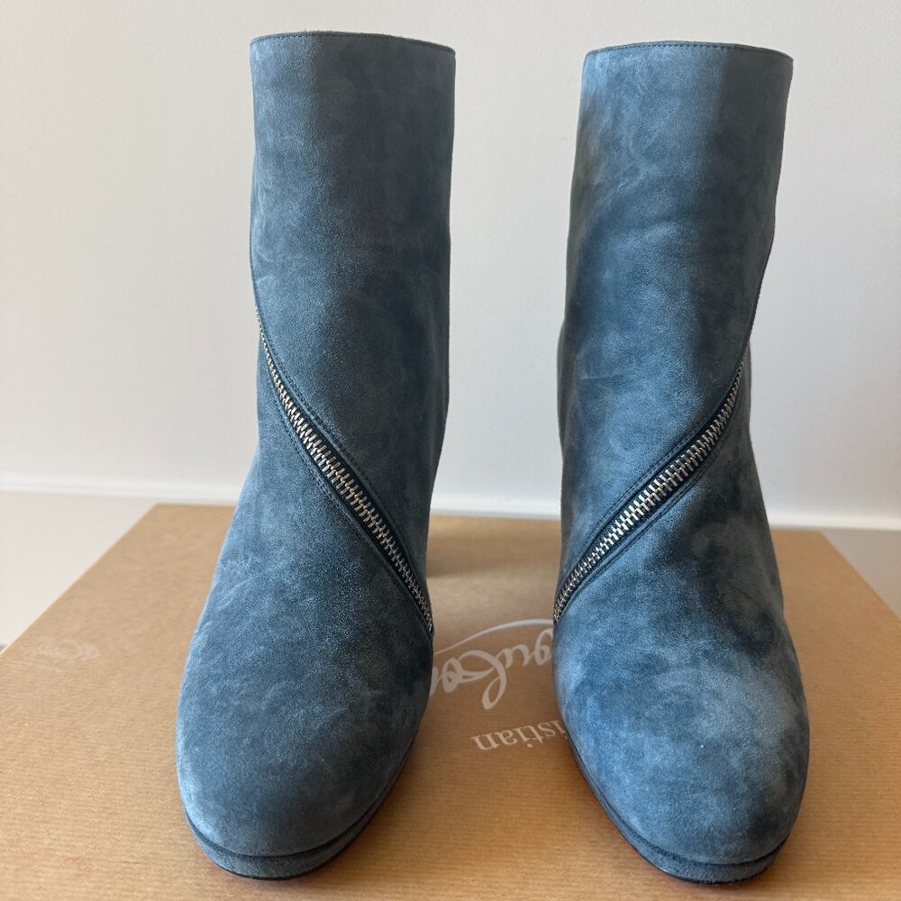 Christian Louboutin Blue Suede Ankle Boots